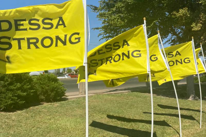 Flags honoring Odessa mass shooting victims